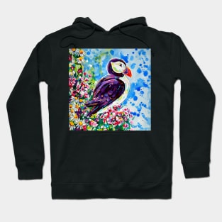 Puffin - acrylic painting Hoodie